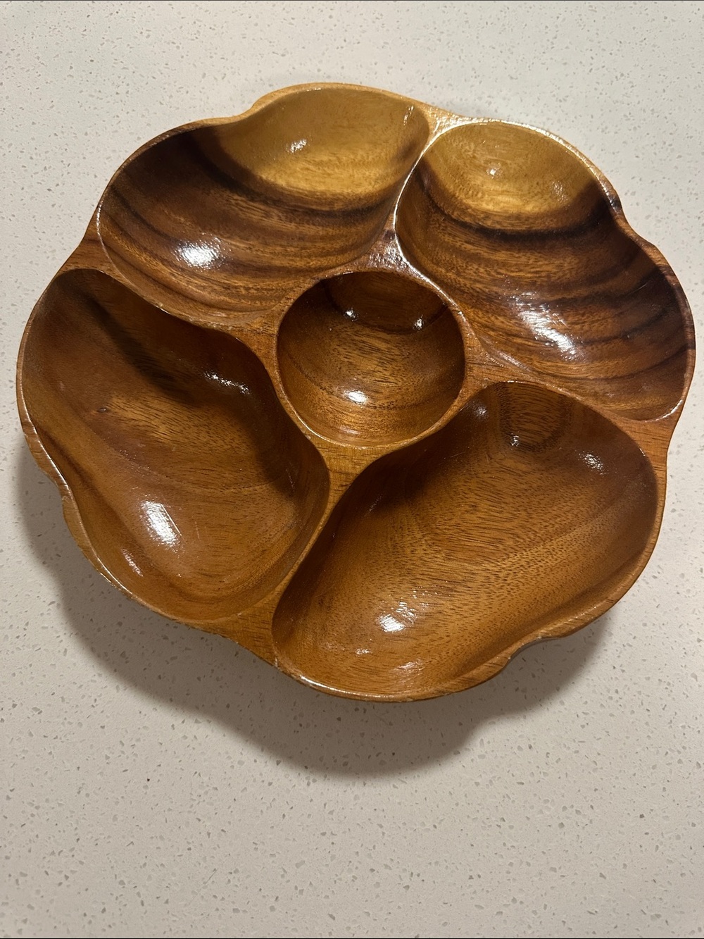 Wooden 5-Section Snack Serving Tray - Brown